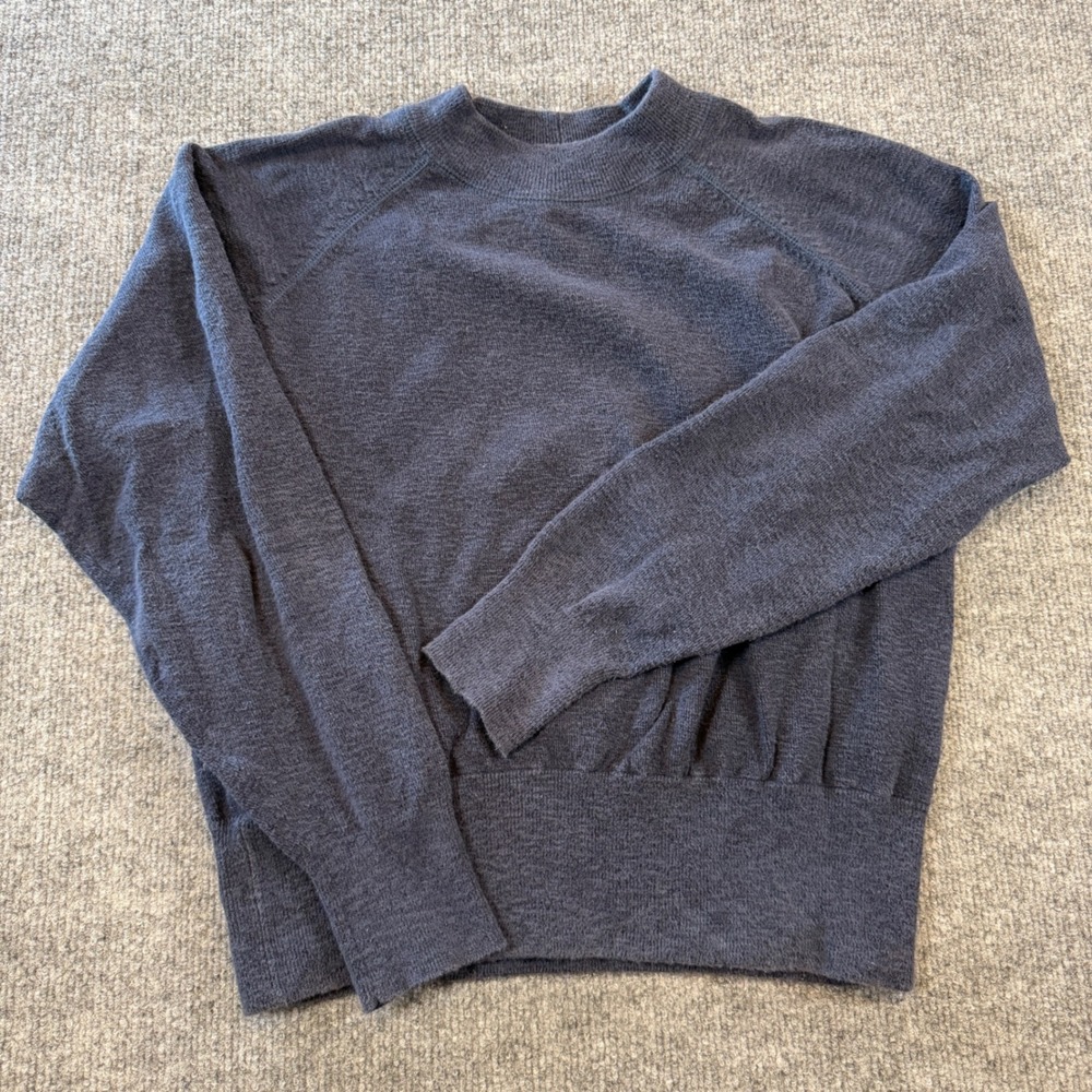 Madewell Navy Blue Cotton Blend Raglan Sleeve Knit Sweater Size Medium